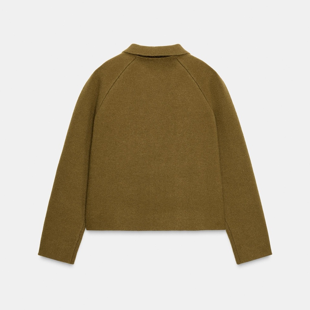 ZARA ZIP-UP CARDIGAN OLIVE GREEN MEDIUM - Picture 7 of 10